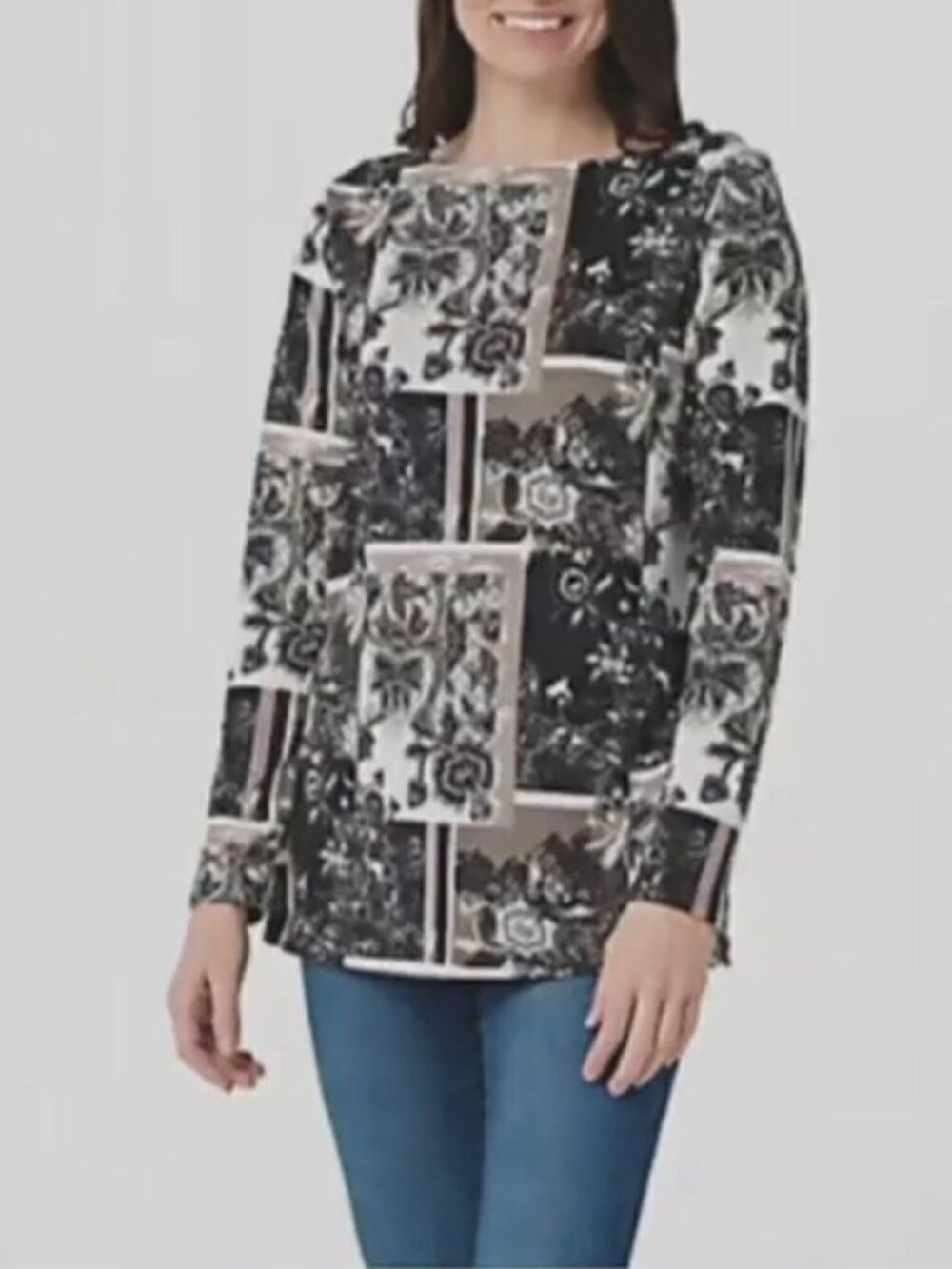 Denim & Co. Heavenly Printed Jersey Boat Neck Tunic